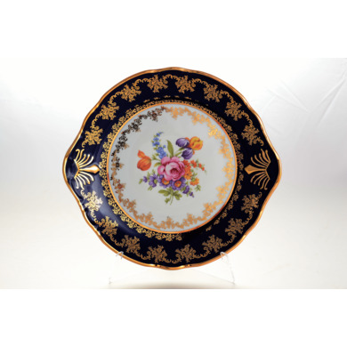 Тарелка для торта"Констанция Кобальт Полевой цветок" 27 см