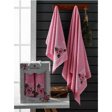 Набор махровых полотенец Merzuka Rosa 50х90 см, 70х140 см 2 шт (розовый)