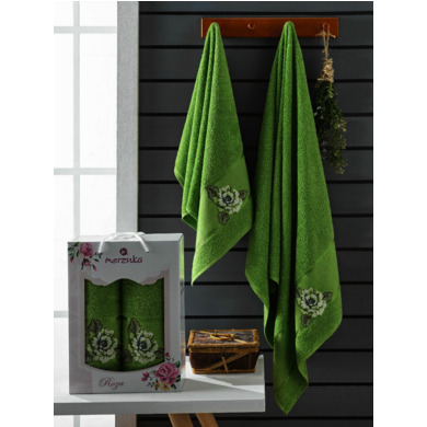 Набор махровых полотенец Merzuka Rosa 50х90 см, 70х140 см 2 шт (зеленый)