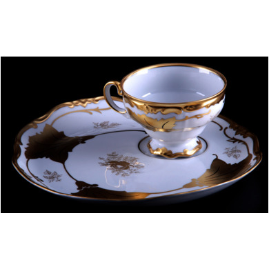 Набор для чая "Эгоист Кленовый лист белый 408" (чашка 210 мл.+блюдо)