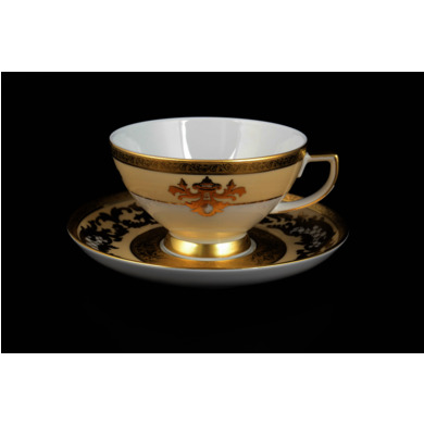 Набор чайных пар "Alena 3D Cream Gold Constanza" на 6 персон
