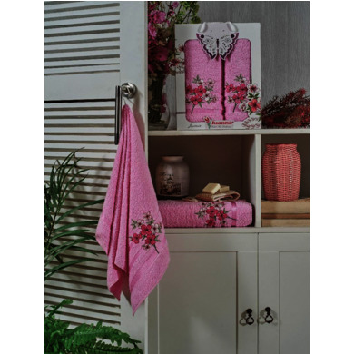 Набор махровых полотенец Juanna Jasmin 50х90 см, 70х140 см 2 шт (розовый)