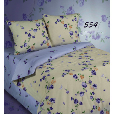 Комплект постельного белья Экзотика "Фиолетовые цветы" поплин, двуспальный евро