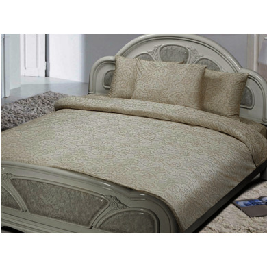 Комплект постельного белья Marize Узоры на бежевом фоне жаккард, двуспальный (нав. 70х70 см)