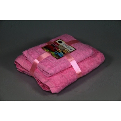Набор махровых полотенец Ашхабад "Египет" 50х90 см, 70х140 см 2 шт (розовый)