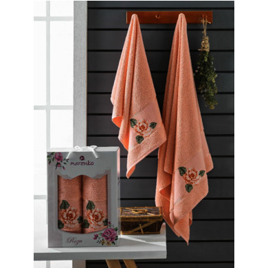 Набор махровых полотенец Merzuka Rosa 50х90 см, 70х140 см 2 шт (оранжевый)