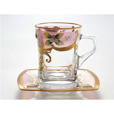 Набор чайных пар "Фон розовый" на 6 персон