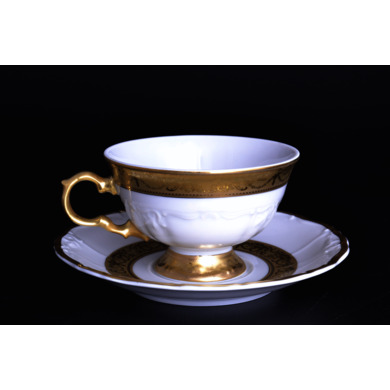 Набор чайных пар "Мария Луиза Матовая полоса" (чашка 240 мл. + блюдце) на 6 персон