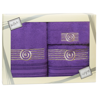 Комплект полотенец Valentini Sea 1 (фиолетовый) 30х50 см, 50х100 см, 70х140 см 3 шт