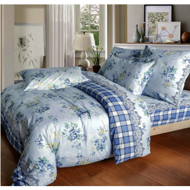 Комплект постельного белья "Сайлид A-172 (голубой)" поплин, двуспальный евро