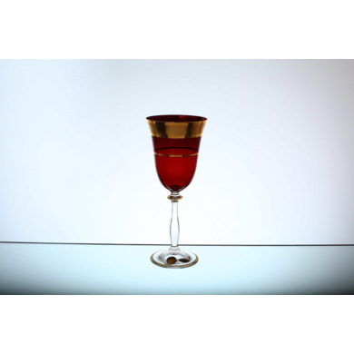 Набор бокалов для вина "Анжела Золотая полоса Красный фон" 250 мл