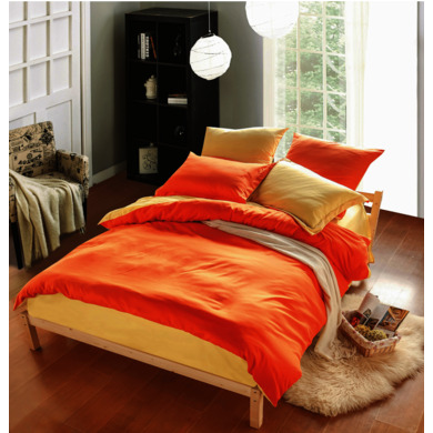 Комплект постельного белья SRosete Однотонный (оранжевый) сатин, двуспальный