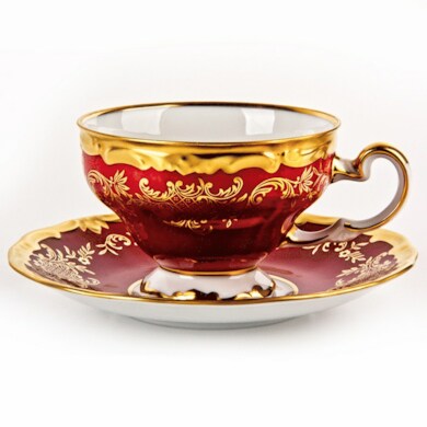 Набор для чая "Ювел красный 876/1" (чашка 210 мл. + блюдце) на 6 персон 12 предметов
