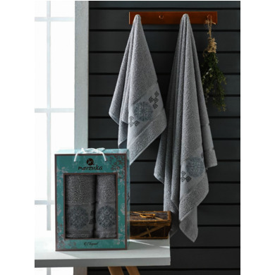 Набор махровых полотенец Merzuka Elegant 50х90 см, 70х140 см 2 шт (серый)