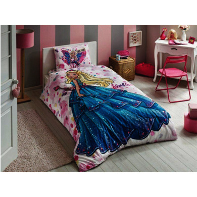 Комплект детского постельного белья Tac Barbie Dream ранфорс, 1,5 сп.