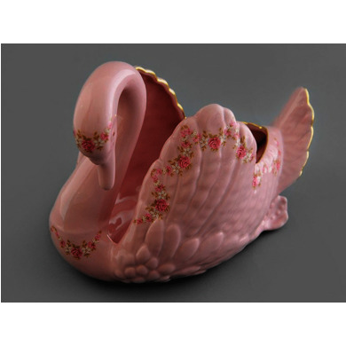 Лебедь конфетница "Соната Розовый фарфор 0158"