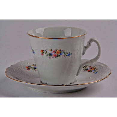 Набор для чая "Бернадот Весенний цветок 03011" (чашка 200 мл + блюдце) на 6 персон 12 предметов (высокие)