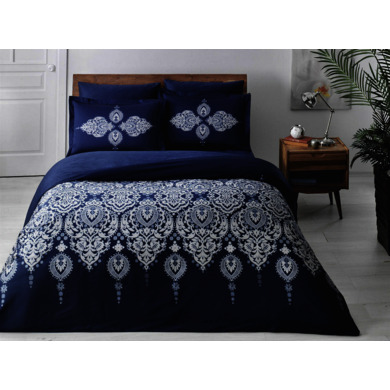 Комплект постельного белья Tac Satin Delux Rados (темно-синий) сатин-делюкс, двуспальный евро