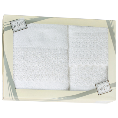 Комплект полотенец Valentini Макраме (белый) 30х50 см, 50х100 см, 70х140 см 3 шт