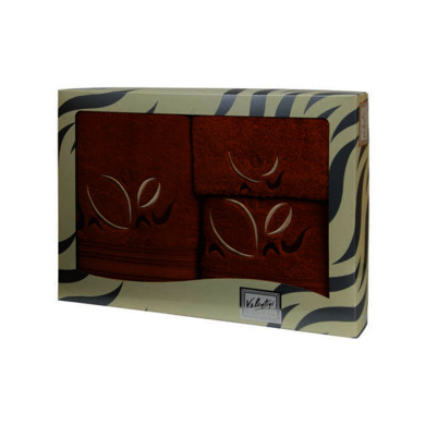 Комплект полотенец Valentini Magic flowers (коричневый) 30х50 см, 50х100 см, 100х150 см 3 шт