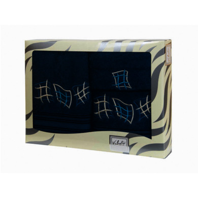 Комплект полотенец Valentini Cells (синий) 30х50 см, 50х100 см, 100х150 см 3 шт