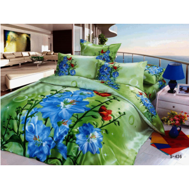 Комплект постельного белья Cleo Голубые цветы, евро макси