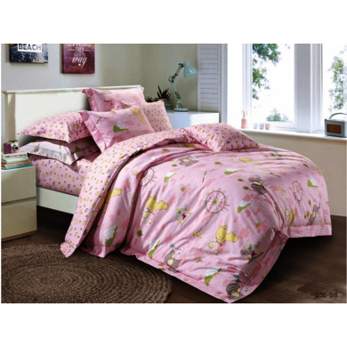 Комплект постельного белья Cleo Слоник и медвежонок (розовый) сатин, детский