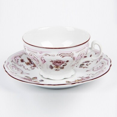 Набор для чая "Бернадот Розовый цветок 5058" (чашка 220 мл + блюдце) на 6 персон 12 предметов