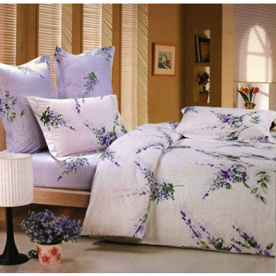 Комплект постельного белья "Сайлид B-59 (фиолетовые цветы)" сатин, двуспальный