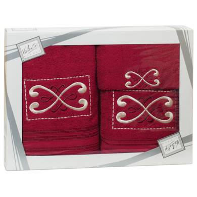 Комплект полотенец Valentini Fantasy 2 (бордовый) 30х50 см, 50х100 см, 70х140 см 3 шт