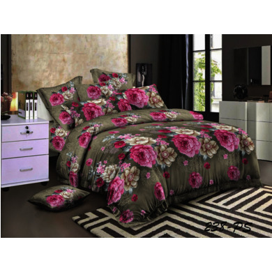 Комплект постельного белья Cleo Розовые пионы полисатин, двуспальный
