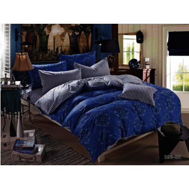 Комплект постельного белья Cleo Синий орнамент сатин, двуспальный