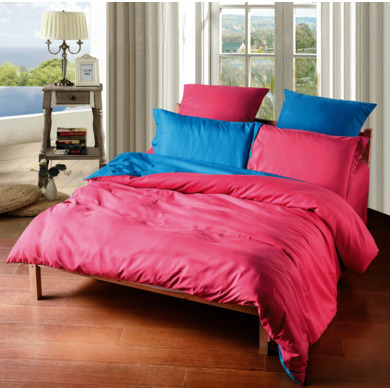 Комплект постельного белья SRosete Однотонный (розовый) сатин, двуспальный