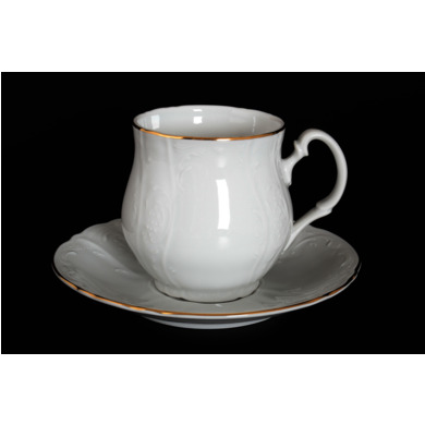 Набор чайных пар Джонас "Бернадотт Белый узор" (чашка 310 мл + блюдце) на 6 персон