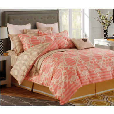 Комплект постельного белья Альвитек "Узоры на розовом фоне" сатин, двуспальный евро