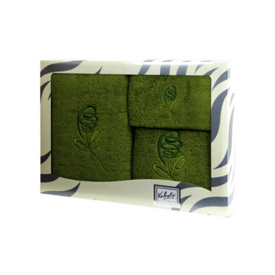 Комплект полотенец Valentini Posy (зеленый) 30х50 см, 50х100 см, 100х150 см 3 шт