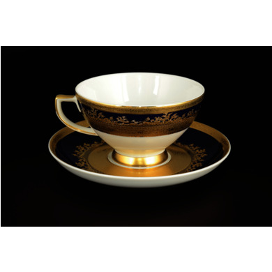 Набор чайных пар "Constanza Cobalt Gold 9320" (чашка 220 мл + блюдце) на 6 персон
