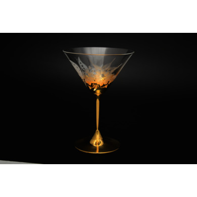Набор бокалов для мартини "Прозрачный фон Цветы Золото" 210 мл.