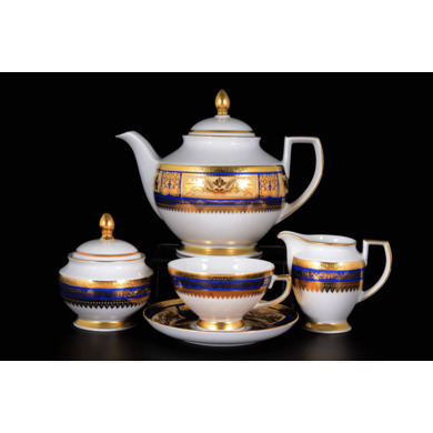 Чайный сервиз "Diadem Blue Cream Gold" на 6 персон 15 предметов