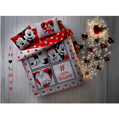 Комплект детского постельного белья Tac Minnie&Mickey Dotty ранфорс, двуспальный евро