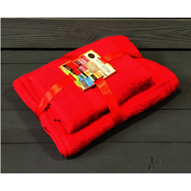 Комплект полотенец Bayramaly Волна 50х90 см, 70х140 см 4 шт (красный)