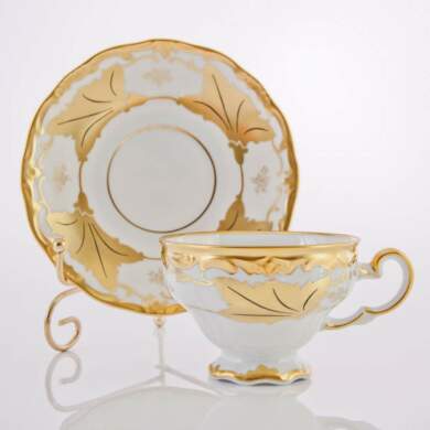 Набор для чая подарочный "Кленовый лист белый 408" (чашка 210 мл. + блюдце) на 6 персон 12 предметов