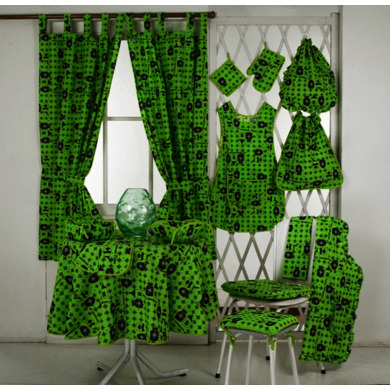 Набор J.C.Silva Mostarda green (скатерть 150х150 см + шторы 85х100 см 2 шт + полотенце 50х70 см)