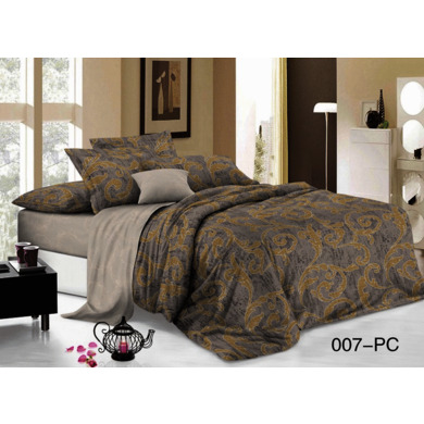 Комплект постельного белья Cleo Узоры на сером фоне поплин, двуспальный