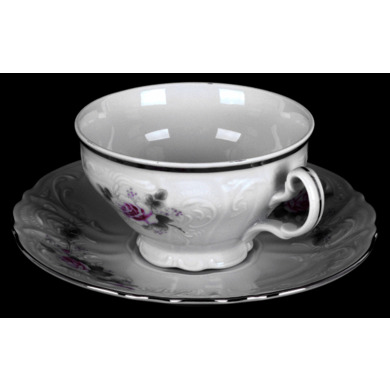 Набор для чая "Бернадот Серая роза платина" (чашка 220 мл + блюдце) на 6 персон 12 предметов
