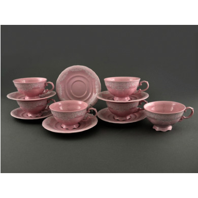 Чайный набор "Соната Розовый фарфор 3001" (чашка 200 мл + блюдце) на 6 персон