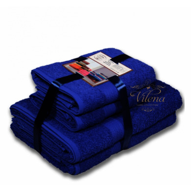 Комплект полотенец Bayramaly Волна 50х90 см, 70х140 см 4 шт (темно-синий)