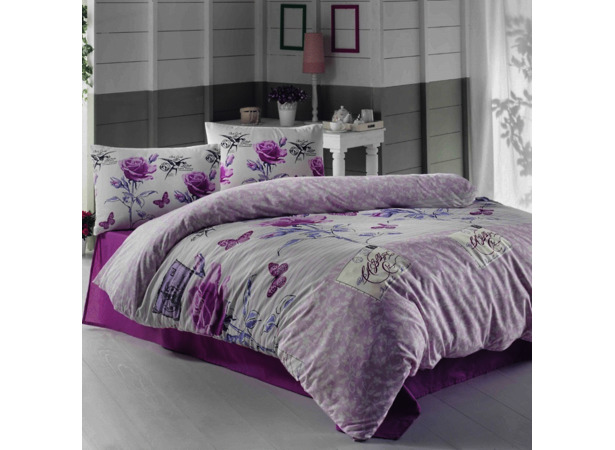 Комплект постельного белья Irina Home Sienna lila ранфорс двуспальный евро