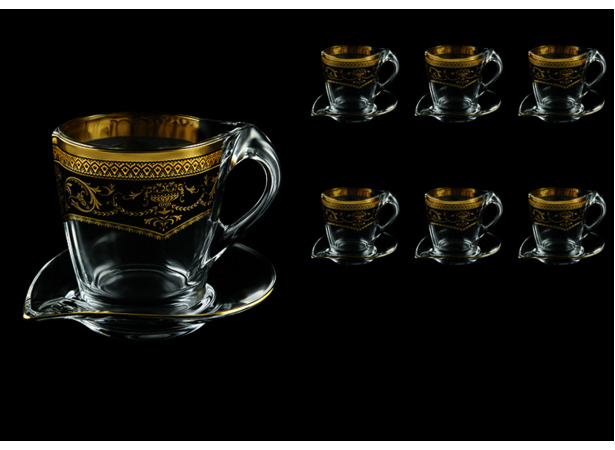 Набор чайных пар Astra Gold (черный) 250 мл на 6 персон 12 предметов