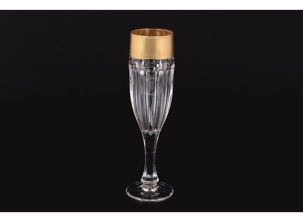 Набор фужеров для шампанского Сафари Матовая полоса Богемия Голд 150 мл 6 шт